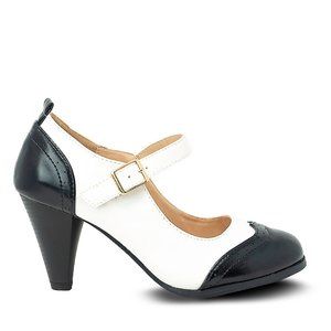 Women's Black/White Two Tone Mary Jane Retro Pump